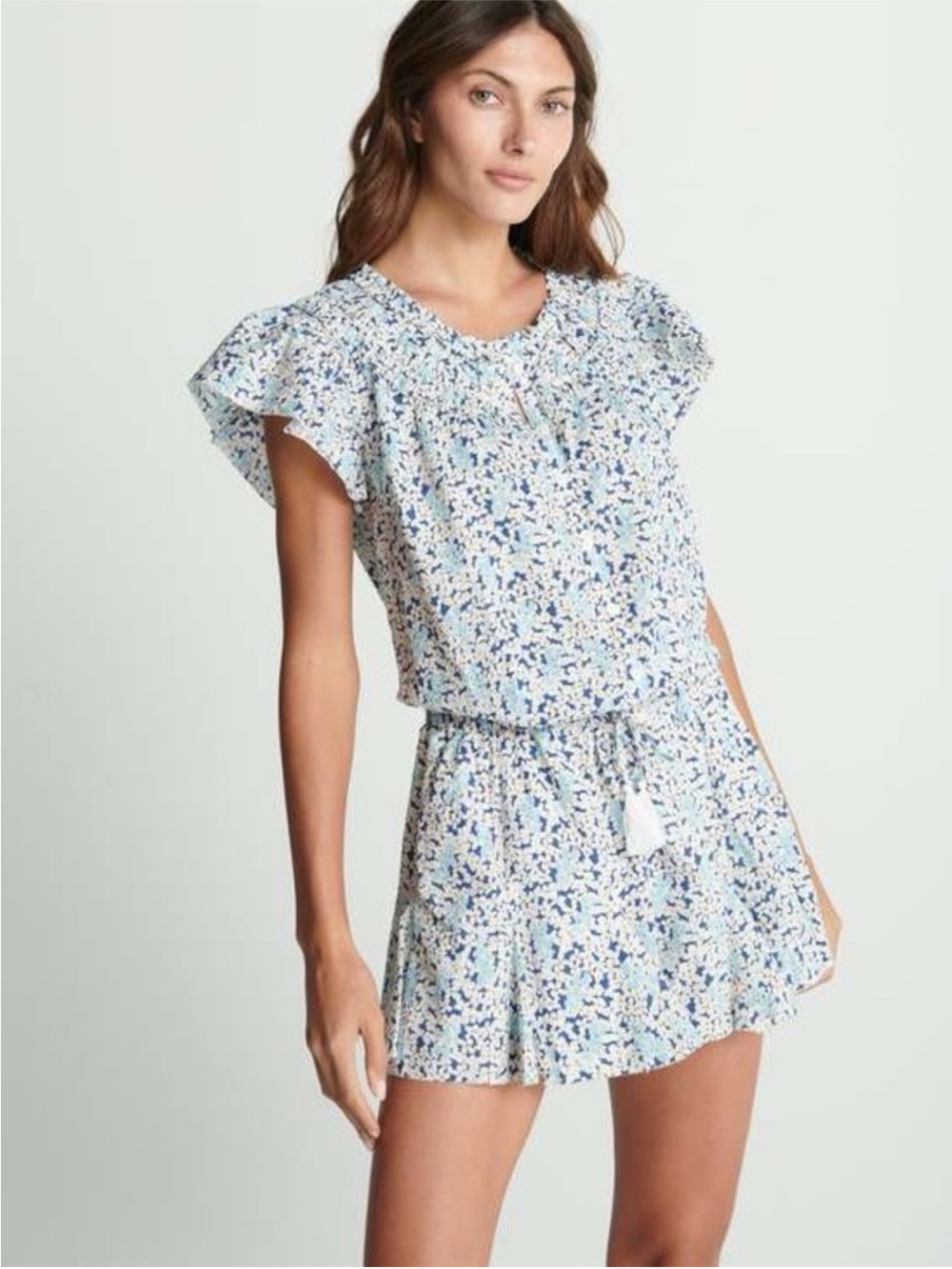 sundays Blue & White Floral Short Romper